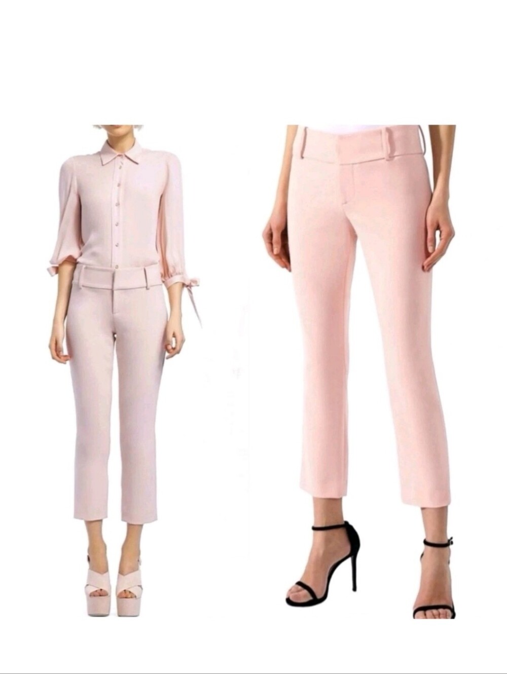Alice + Olivia stacey fitted pink ankle crop pants Size 6 NWOT $398 - Picture 3 of 9